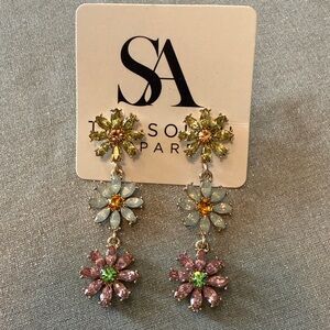 SA Floral Drop Rhinestone Earrings